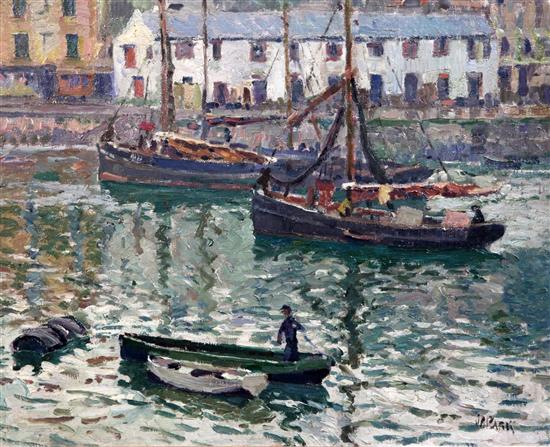 § John Anthony Park (1880-1962) Fishing boats in Brixham harbour 12.25 x 15.5in.